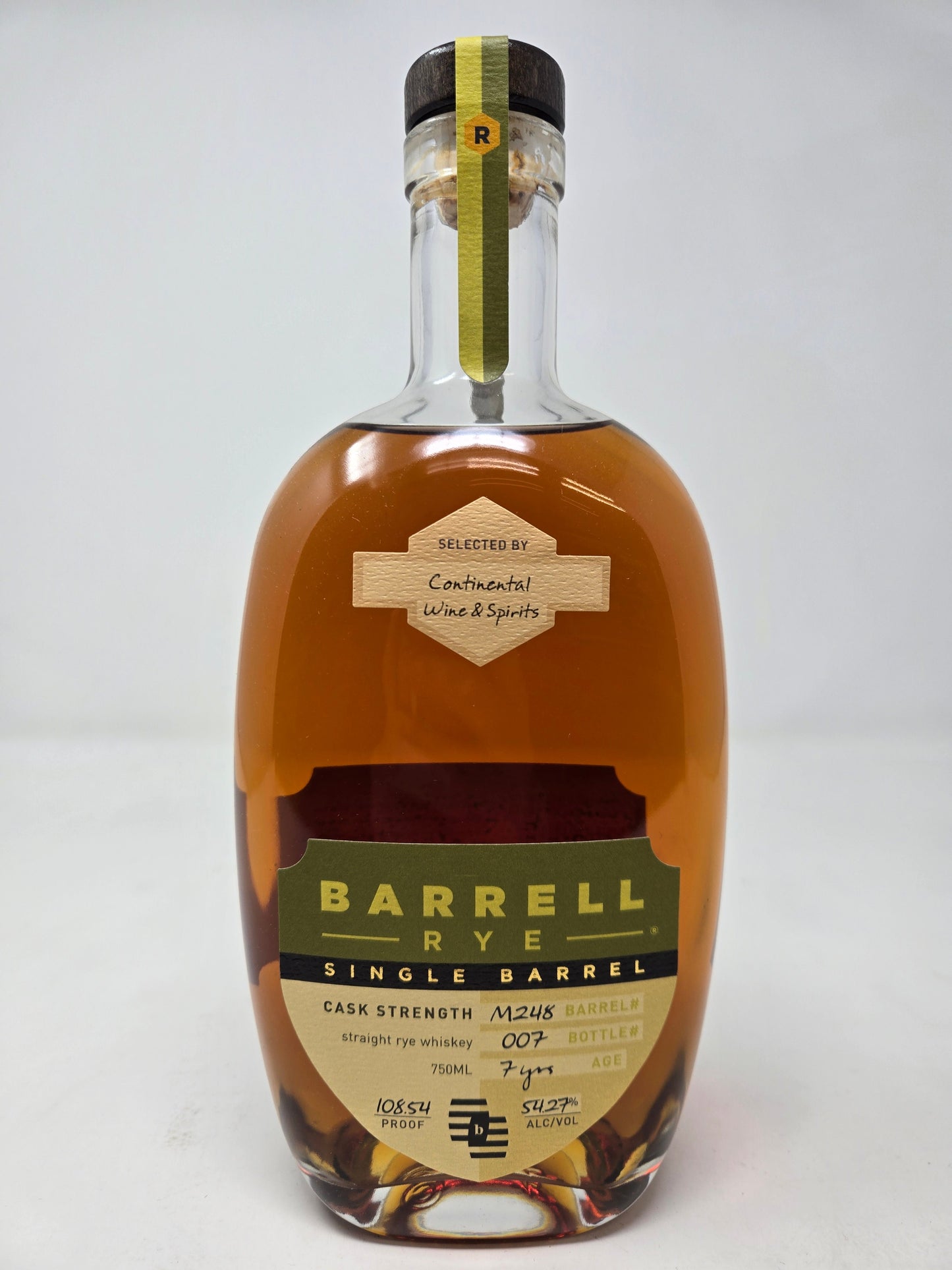 BARRELL CRAFT SPIRITS 7Yr Single Barrel Rye 108.54 Proof "CWS Private Selection
