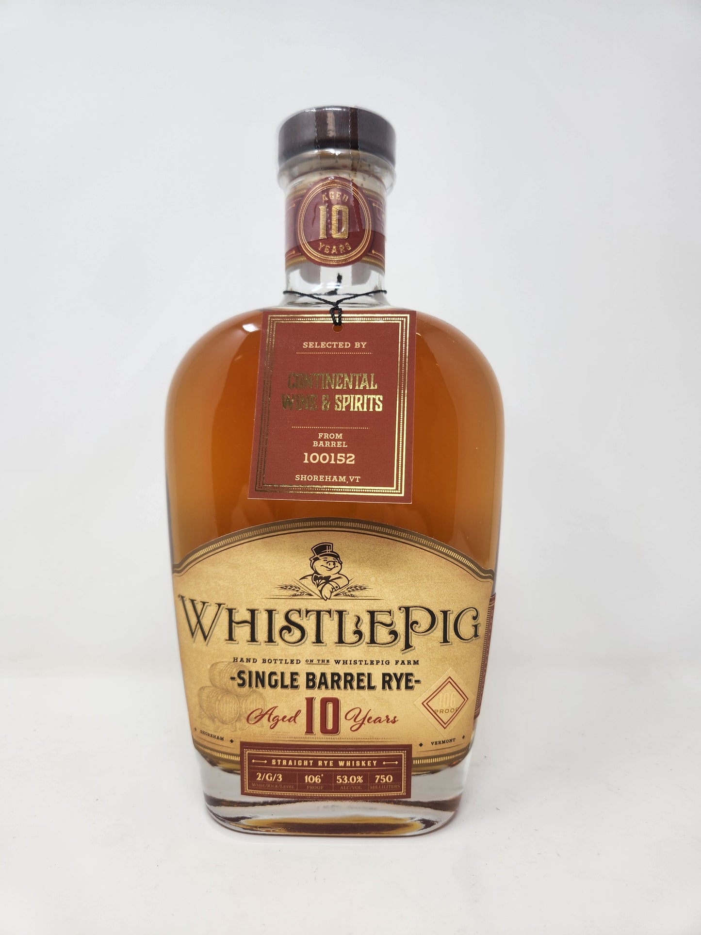 WHISTLEPIG 10Yr Single Barrel Rye "CWS Private Selection" (106 Proof)