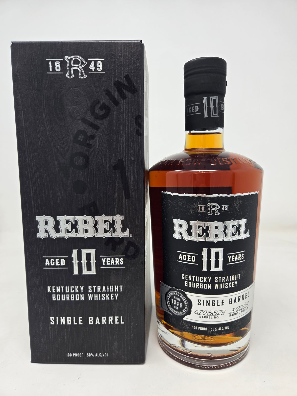 REBEL 10 Year Old 100 Proof Single Barrel Bourbon
