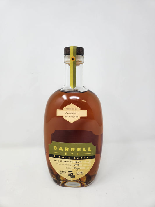 BARRELL CRAFT SPIRITS 7Yr Single Barrel Rye 108.54 Proof "CWS Private Selection