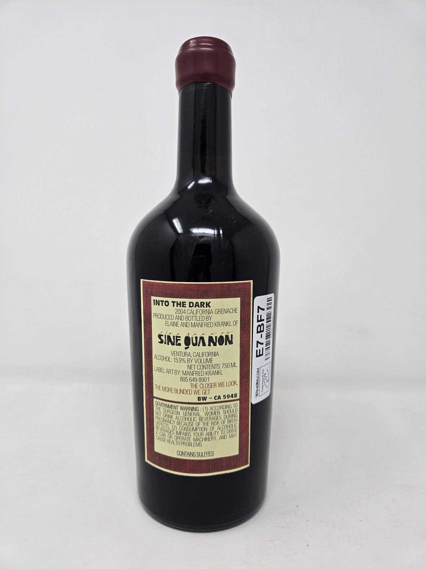SINE QUA NON Into The Dark Grenache