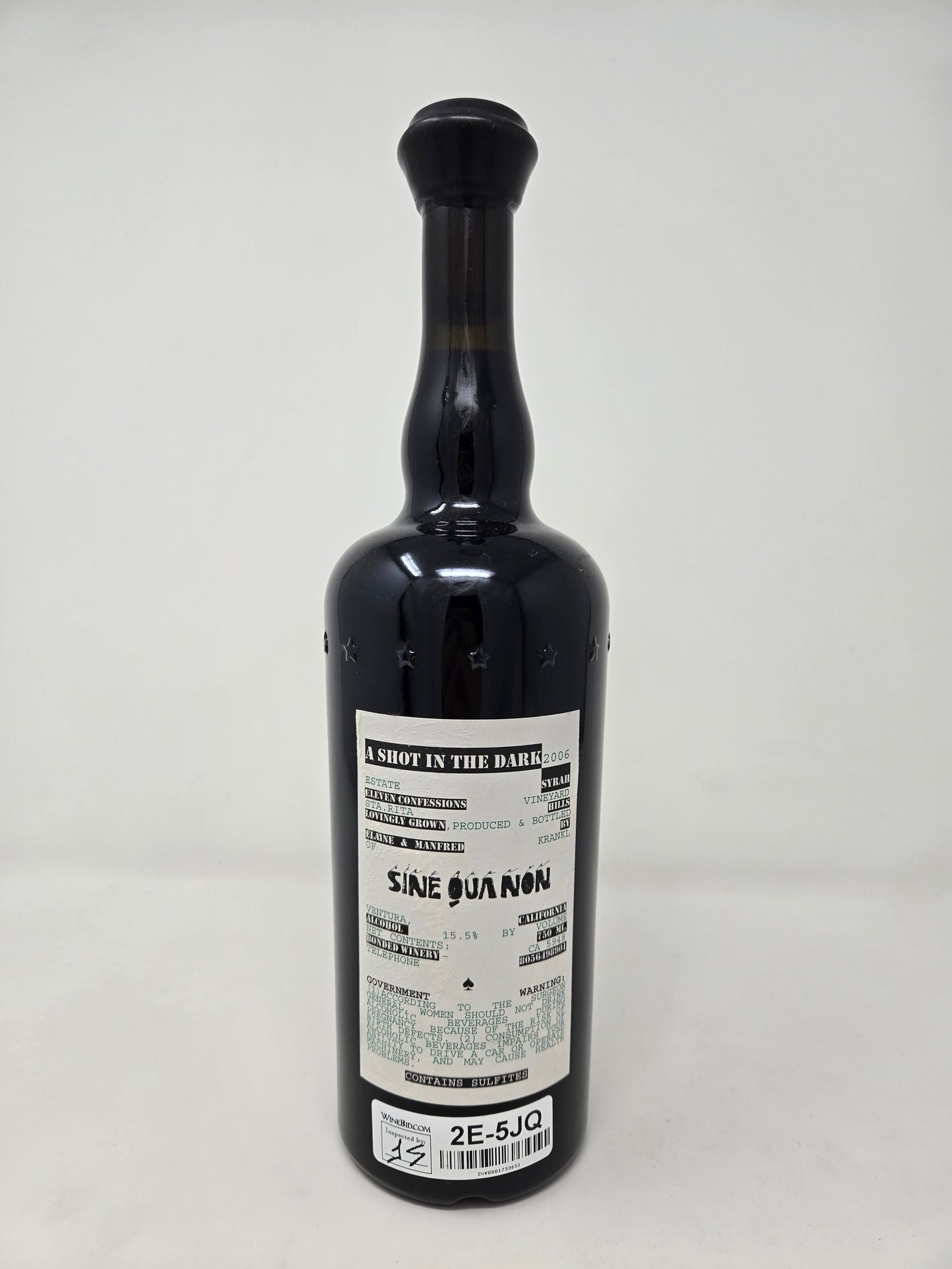 SINE QUA NON A Shot In The Dark Syrah