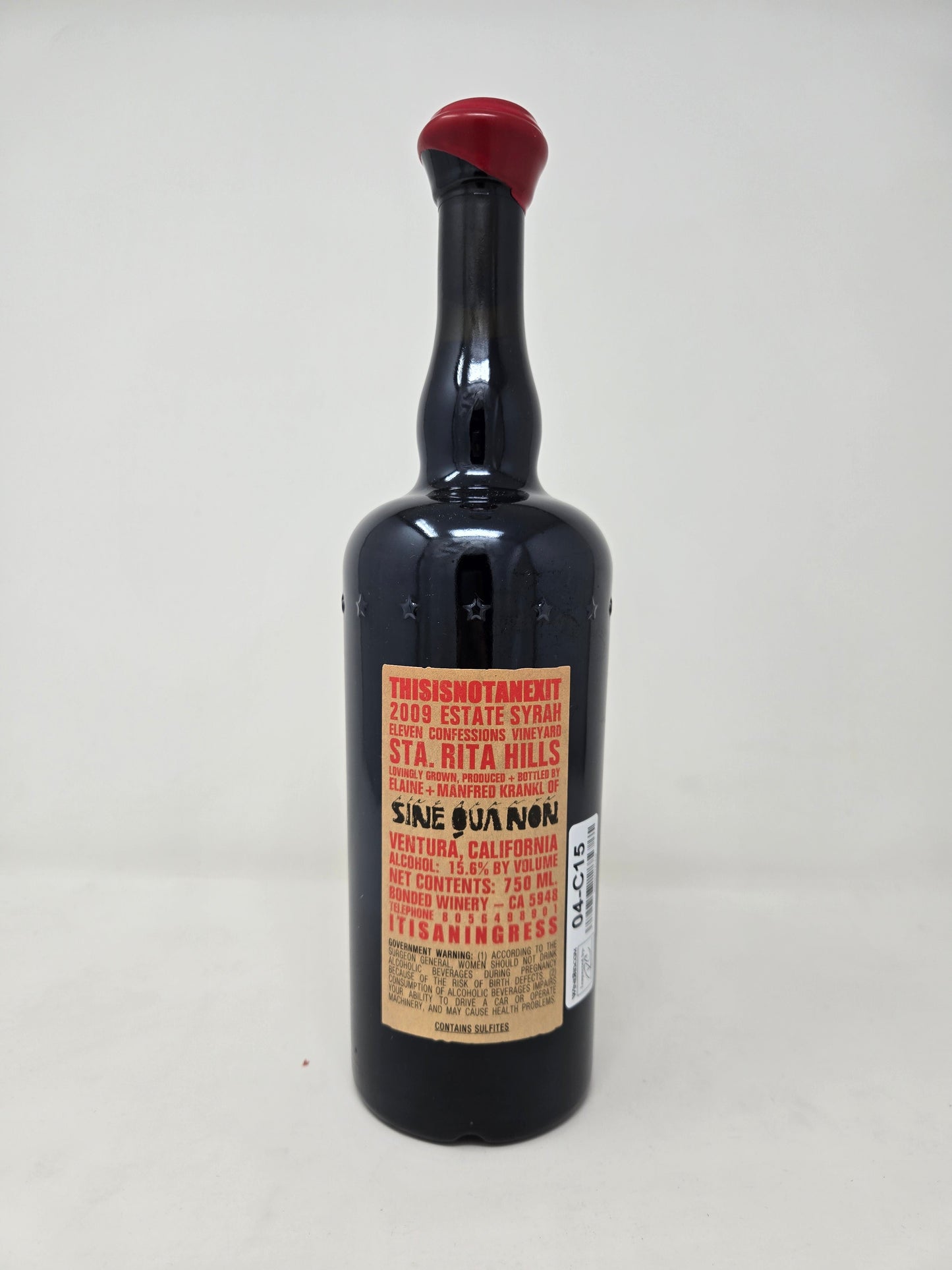 SINE QUA NON "This Is Not An Exit" Syrah