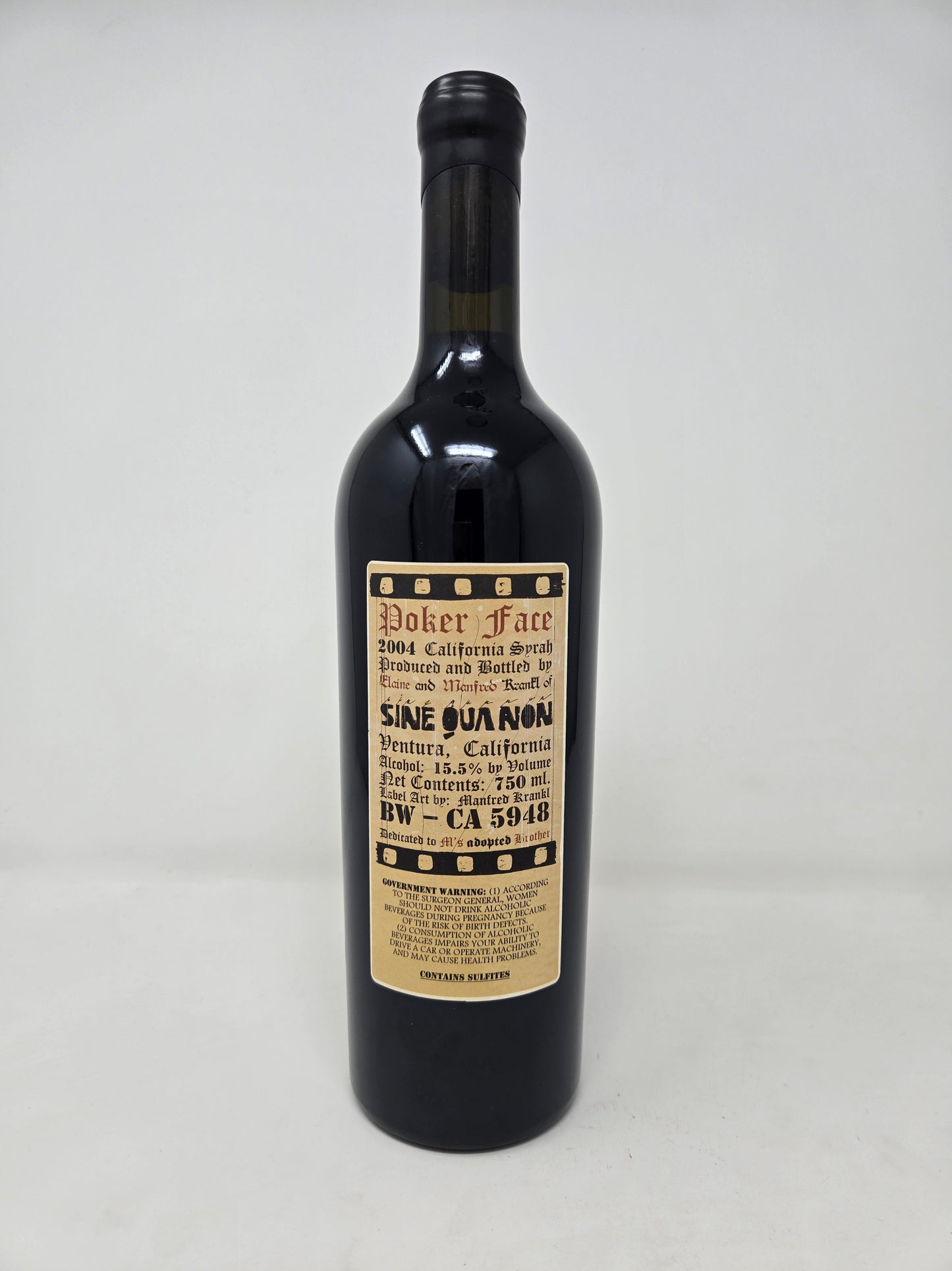 SINE QUA NON Poker Face Syrah 2004