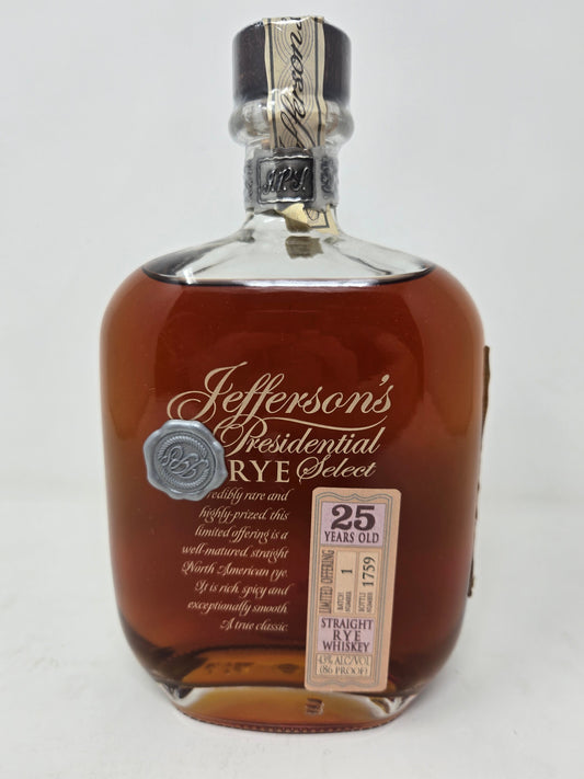 JEFFERSON'S Presidential Select 25-Yr Rye Batch 1 (slightly Lower Fill)